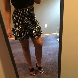 Missguided polka dot silk ruffle skirt NWT